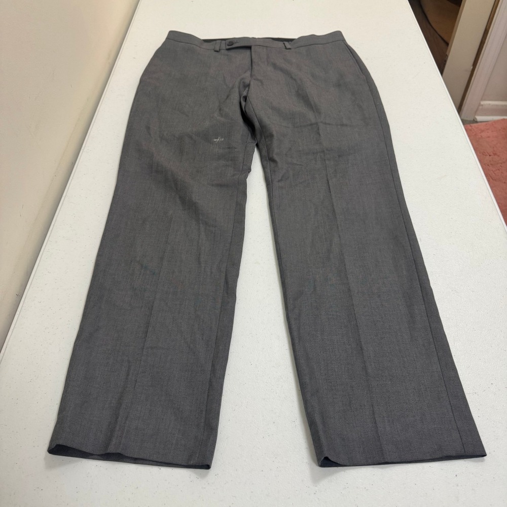 Calvin Klein Mens Gray Dress Pants 34x30 Regular Fit Flat Front Trousers 2982
